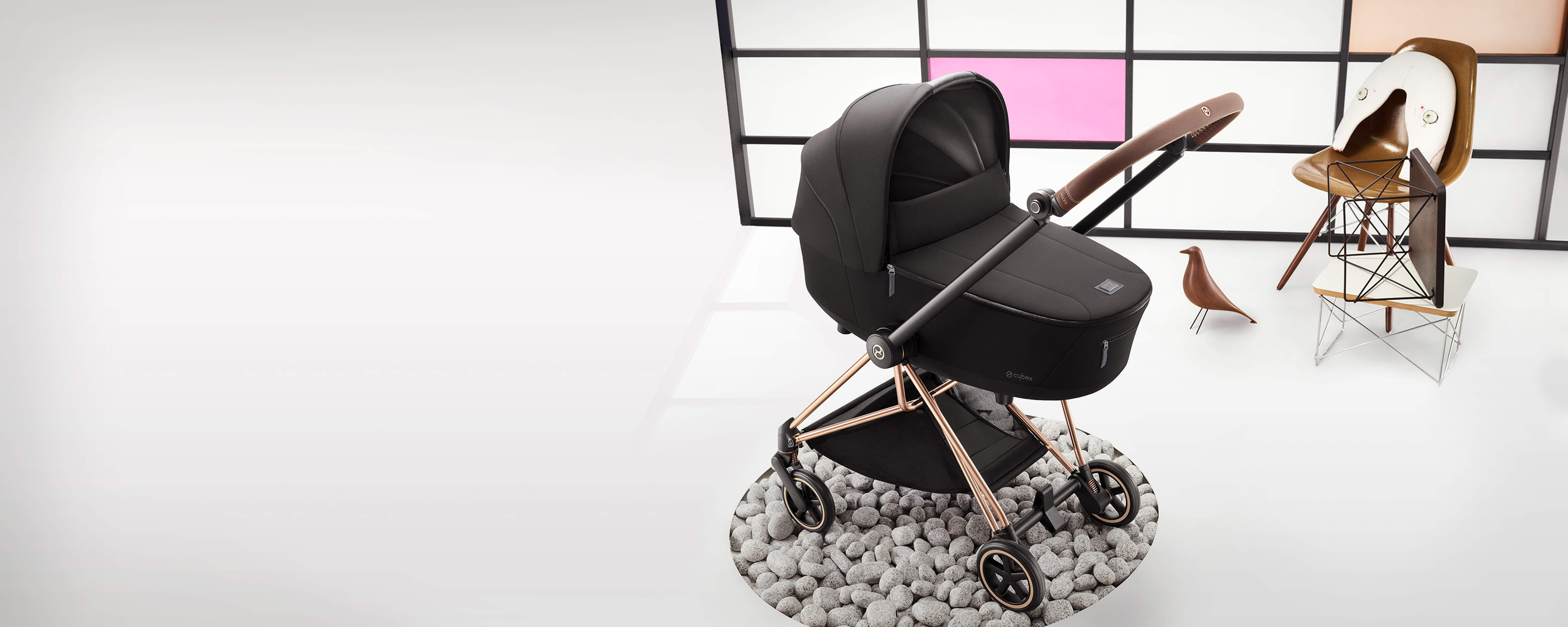 CYBEX Platinum Stroller Mios Carry Cot shown on Mios Frame Banner