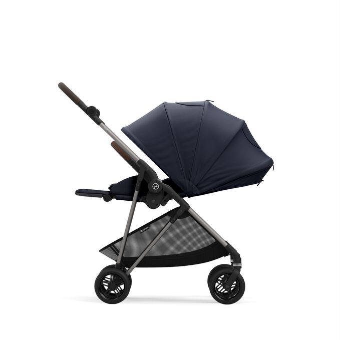An image of the CYBEX Gold Melio Stroller, highlighting the Supreme XXL Sun Canopy feature.