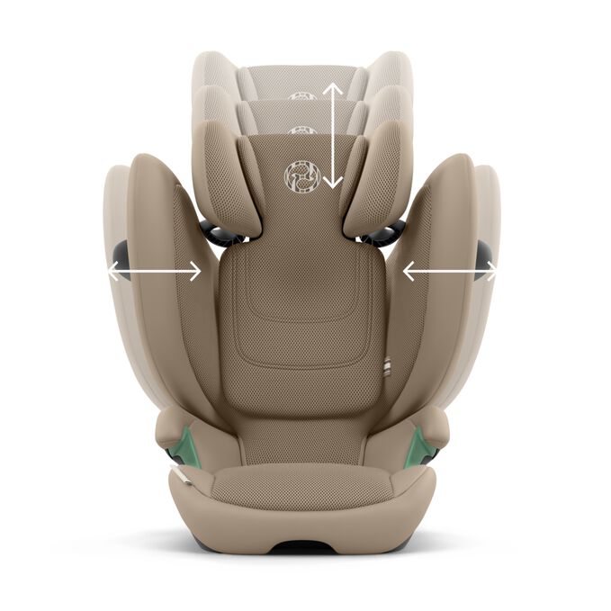 An image of the CYBEX Gold Solution G2 Child Car Seat, highlighting the The Perfect Fit for Every Age feature.