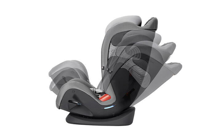 An image of the CYBEX Gold Eternis S with SensorSafe Toddler Car Seat, highlighting the 6-Position Recline feature.