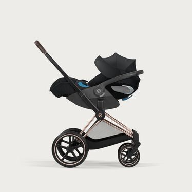 An image of the CYBEX Platinum Priam Stroller, highlighting the Travel System Ready feature.