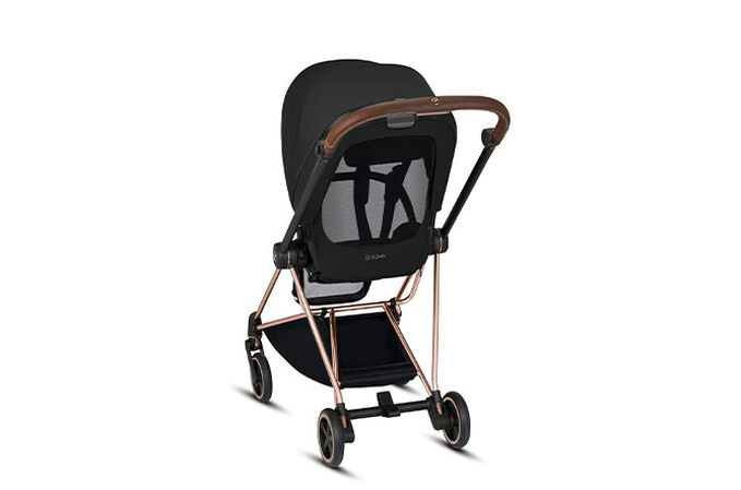 An image of the CYBEX Platinum Mios 2  Frame Stroller, highlighting the Breathable seatcover feature.