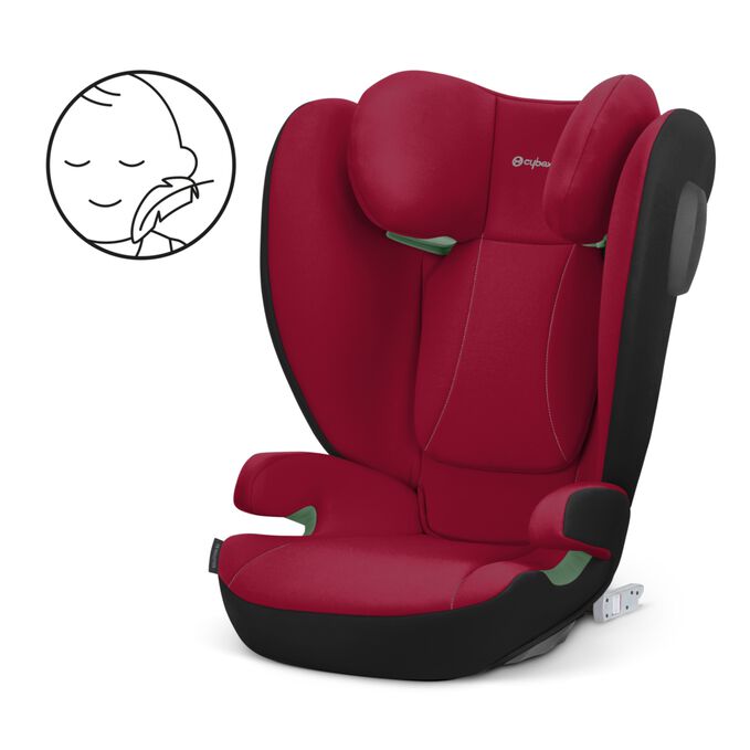 Ein Bild des CYBEX Silver Solution B3 i-Fix Child Car Seat, das das Merkmal Unbedenklich für die Haut Ihres Kindes hervorhebt.