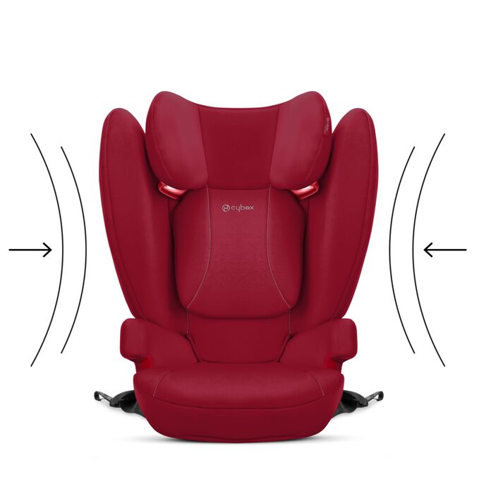 An image of the CYBEX Silver Solution B-Fix Child Car Seat, highlighting the Linear Side-impact Protection (L.S.P.) feature.