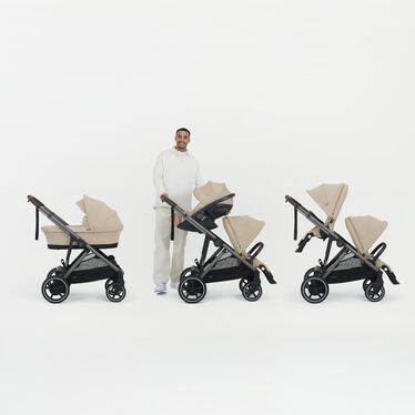 An image of the CYBEX Gold e-Gazelle S Sibling Stroller, highlighting the 20+ Configurations feature.