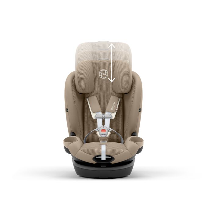 An image of the CYBEX Gold Callisto G 360 Child Car Seat, highlighting the 12-Position Adjustable Headrest feature.
