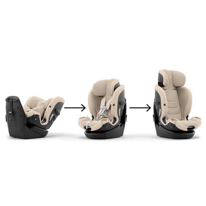 An image of the CYBEX Gold Callisto G 360 Child Car Seat, highlighting the All-In-One Convertible Seat feature.