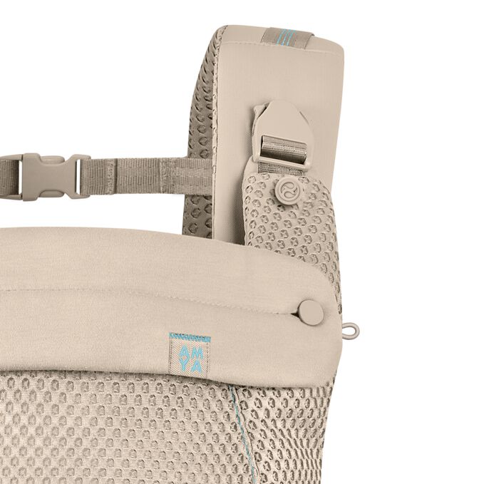 An image of the CYBEX Gold Amya Baby Carrier, highlighting the Click-&-Go Buckle feature.