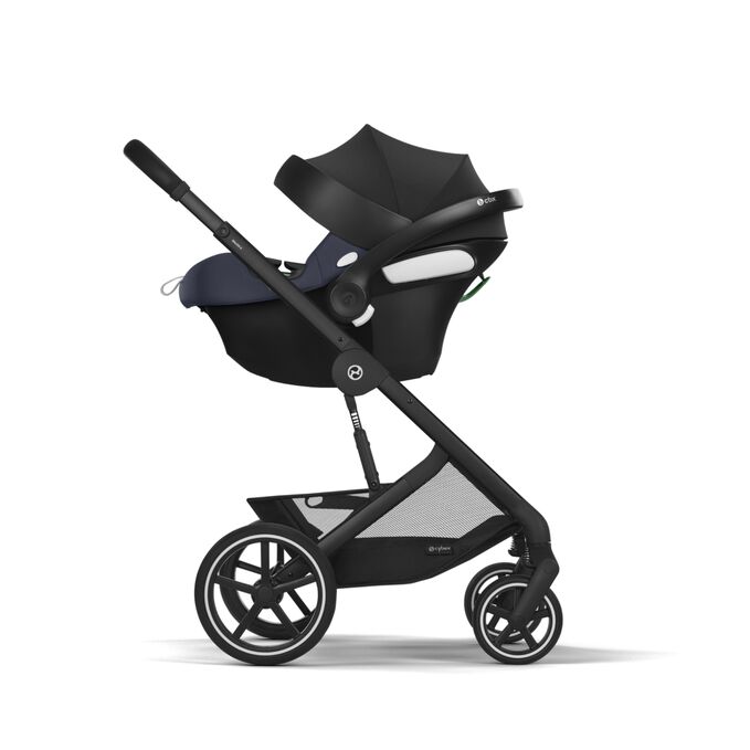 An image of the CBX by CYBEX Aton B2 i-Size Infant Car Seat, highlighting the Compatible with pushchairs feature.