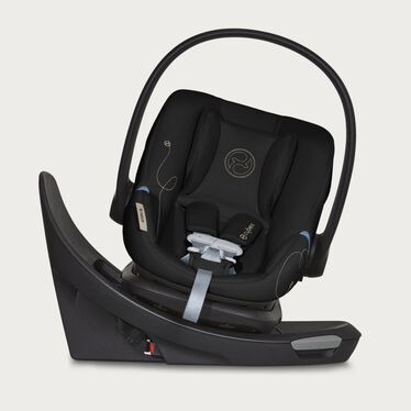 An image of the CYBEX Gold Eos and Aton G Swivel Travel System Stroller, highlighting the 180-Degree Swivel Convenience feature.