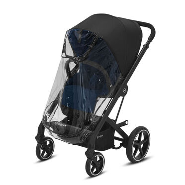 Kinderwagen mit Regenschutz in Schwarz