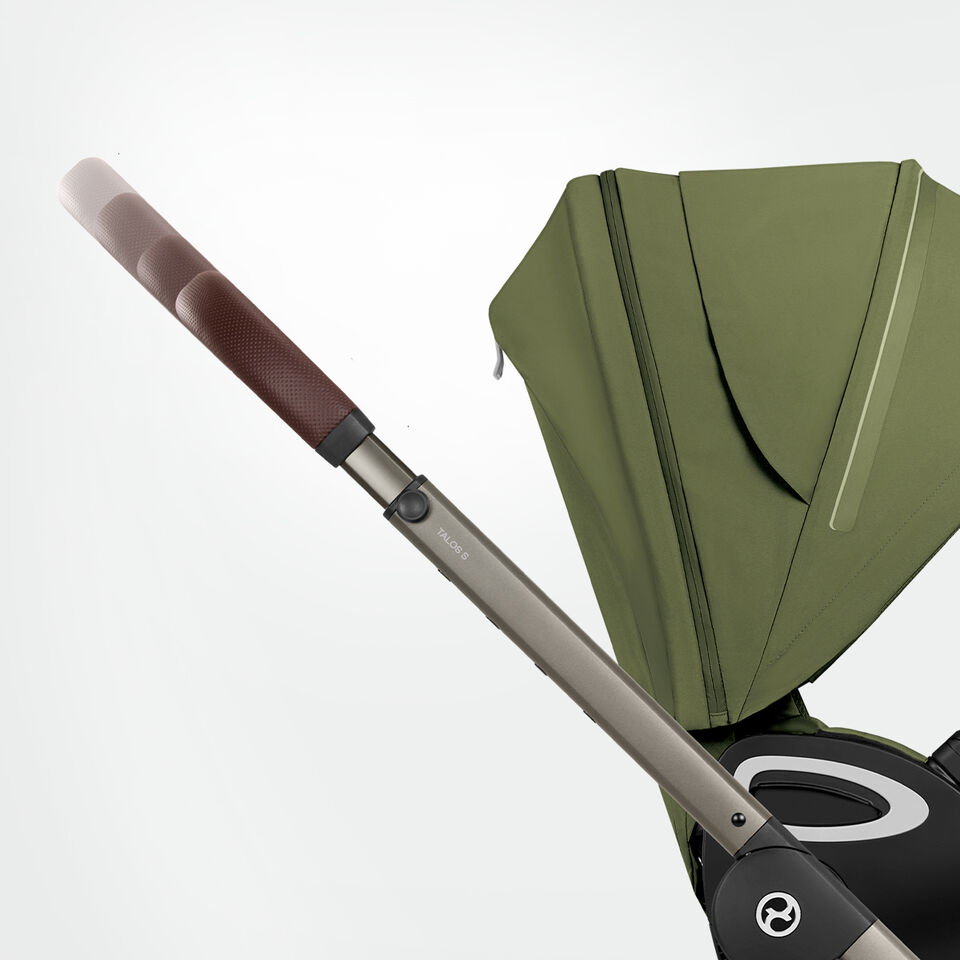 Close-up of the adjustable handlebar of the Talos S Lux.