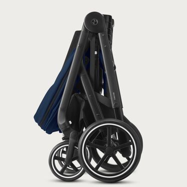 An image of the CYBEX Gold Balios S Lux Stroller, highlighting the One-hand fold feature.
