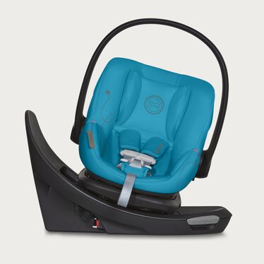 An image of the CYBEX Gold Aton G Swivel with Base Infant Car Seat, highlighting the 180-Degree Swivel Convenience feature.