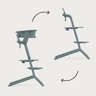 An image of the CYBEX Gold Lemo Chair Highchair, highlighting the Sitting to Standing feature.