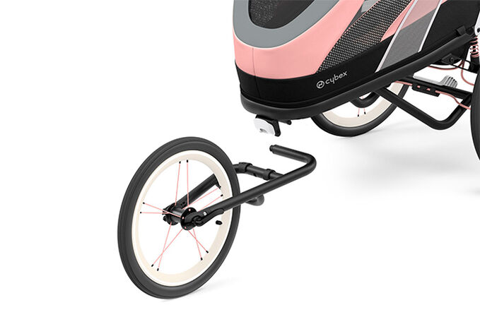 An image of the CYBEX Gold Zeno Seat Pack Cross Country Ski Trailer, highlighting the Multisport Adapter Point feature.