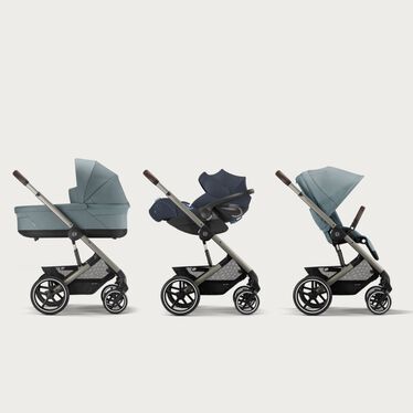 An image of the CYBEX Gold Balios S Lux Stroller, highlighting the 3-in-1 Travel System feature.
