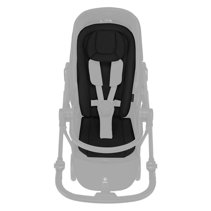 An image of the CYBEX Gold Melio Carbon Stroller, highlighting the Newborn Nest feature.