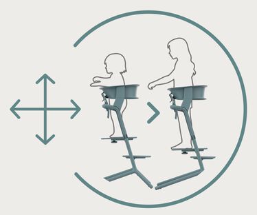 An image of the CYBEX Gold Lemo Training Tower Accessories for Home, highlighting the Adapts with Age feature.