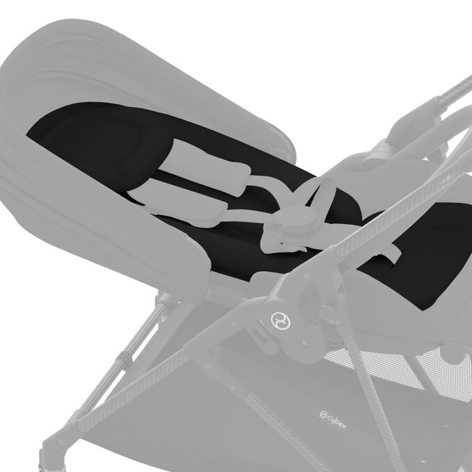 An image of the CYBEX Gold Melio Carbon Stroller, highlighting the Newborn Nest feature.