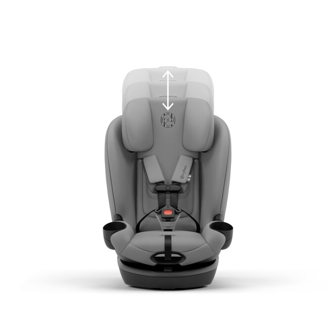An image of the CYBEX Gold Callisto G 360 Select Child Car Seat, highlighting the 12-Position Adjustable Headrest with Infant Insert feature.