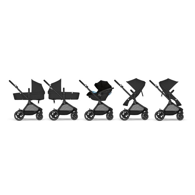 An image of the CYBEX Gold Eos Stroller, highlighting the 5 Modes of Use feature.