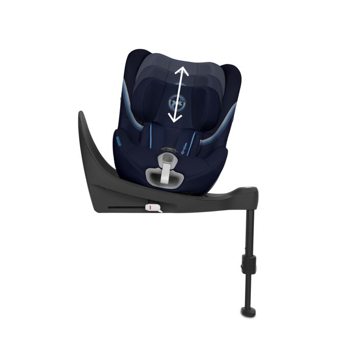 An image of the CYBEX Gold Sirona SX2 i-Size Toddler Car Seat, highlighting the Height-adjustable headrest feature.