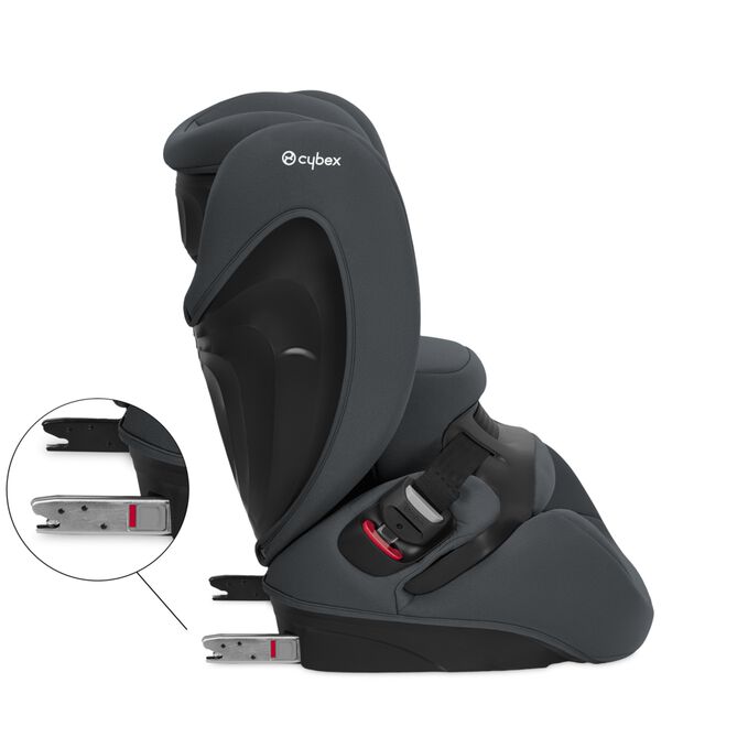 Ein Bild des CYBEX Silver Pallas B i-Size Toddler Car Seat, das das Merkmal Passt perfekt ins Auto hervorhebt.