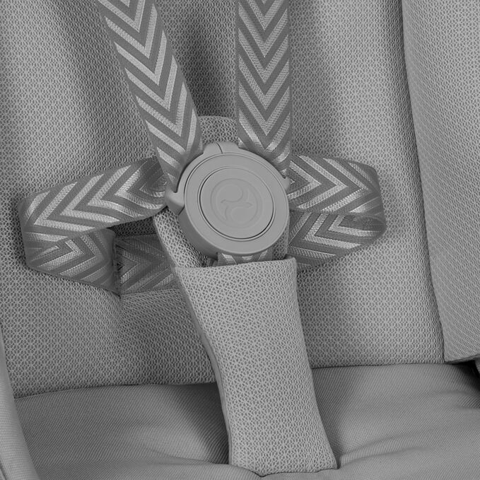Obrázek CYBEX Gold Talos S Lux Stroller, který zvýrazňuje funkci Pás na jedno zatažení.