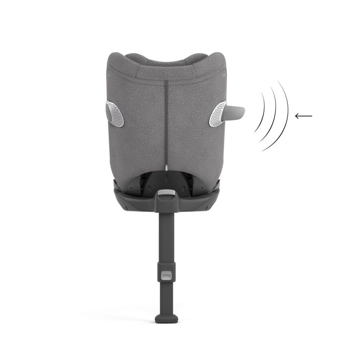Immagine del CYBEX Platinum Sirona T i-Size Toddler Car Seat che mette in risalto la caratteristica Protezione per l’impatto laterale maggiore del 25%.
