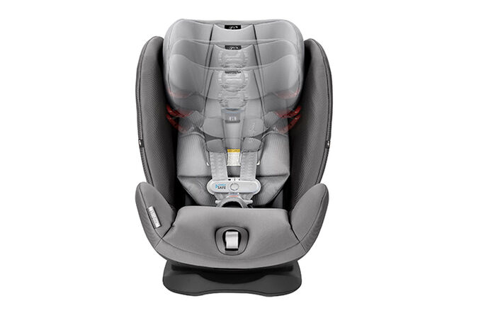 An image of the CYBEX Gold Eternis S Toddler Car Seat, highlighting the 12-Position Height-adjustable Headrest feature.