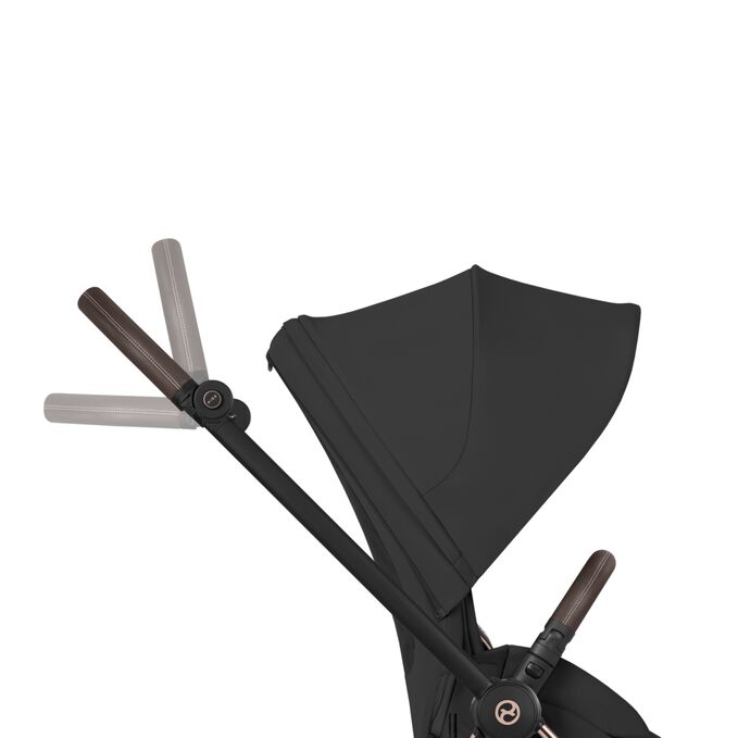 Afbeelding van de CYBEX Platinum Mios Stroller, met de nadruk op de functie One-Hand Height-Adjustable Handlebar.