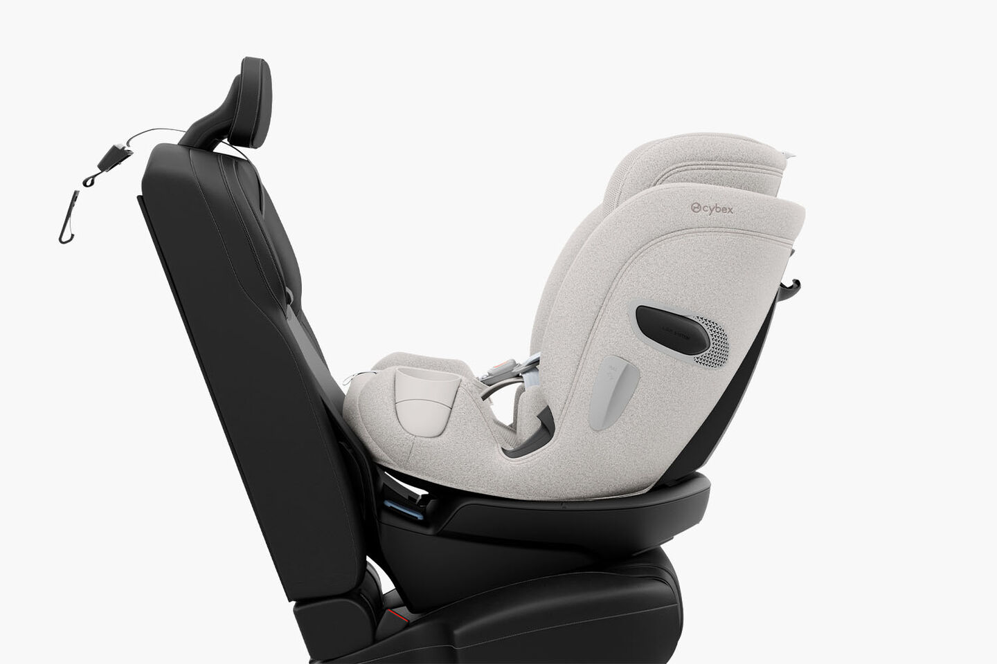 Sideview of a CYBEX car seat turned rear-facing.
