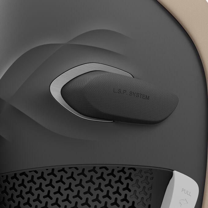 An image of the CYBEX Gold Callisto G 360 Child Car Seat, highlighting the Linear Side Impact Protection System feature.