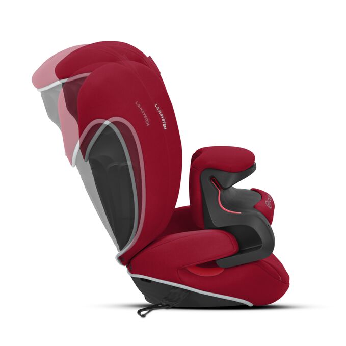 Ein Bild des CYBEX Silver Pallas B-Fix Toddler Car Seat, das das Merkmal Anpassbare Rückenlehne hervorhebt.