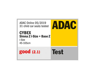 ADAC rating for CYBEX Sirona Z i-Size + Base Z child car seat, tested in May 2019, rated "good" (2.1).