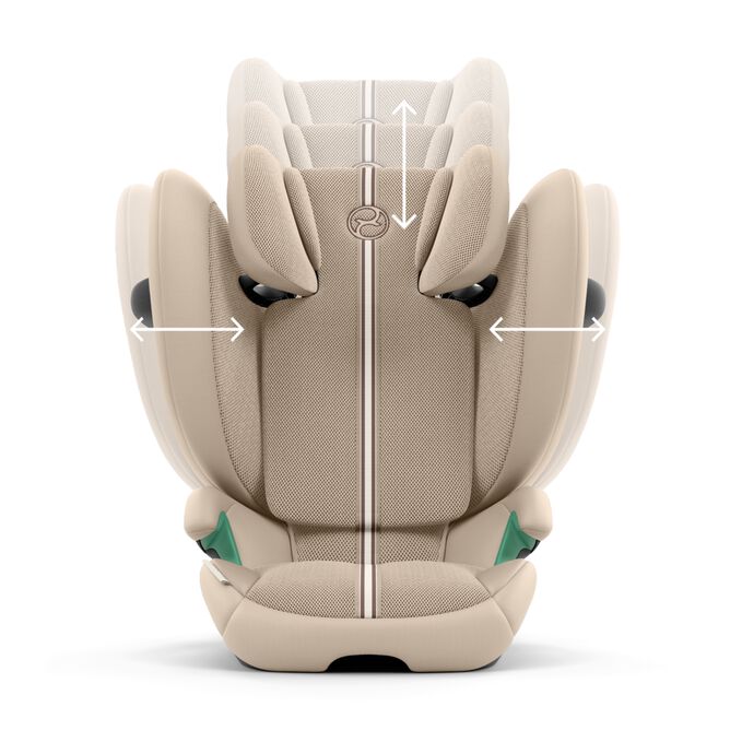 An image of the CYBEX Gold Solution G2 Child Car Seat, highlighting the The Perfect Fit for Every Age feature.