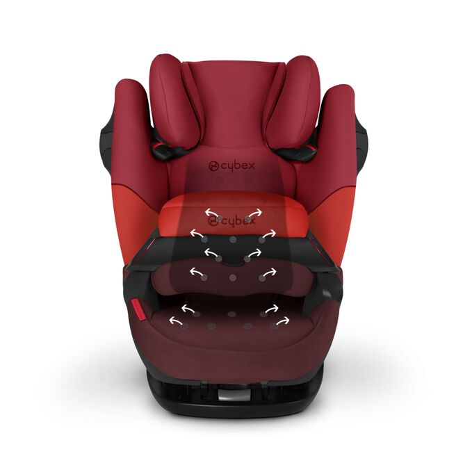 An image of the CYBEX Silver Pallas M-Fix Toddler Car Seat, highlighting the Ventilation System feature.