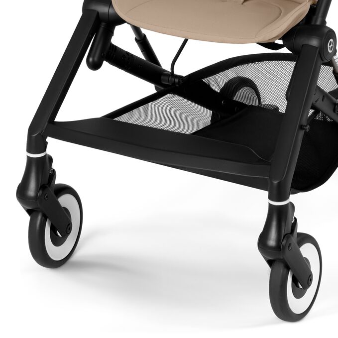 An image of the CYBEX Gold Agis Stroller, highlighting the Full-sized Footrest feature.
