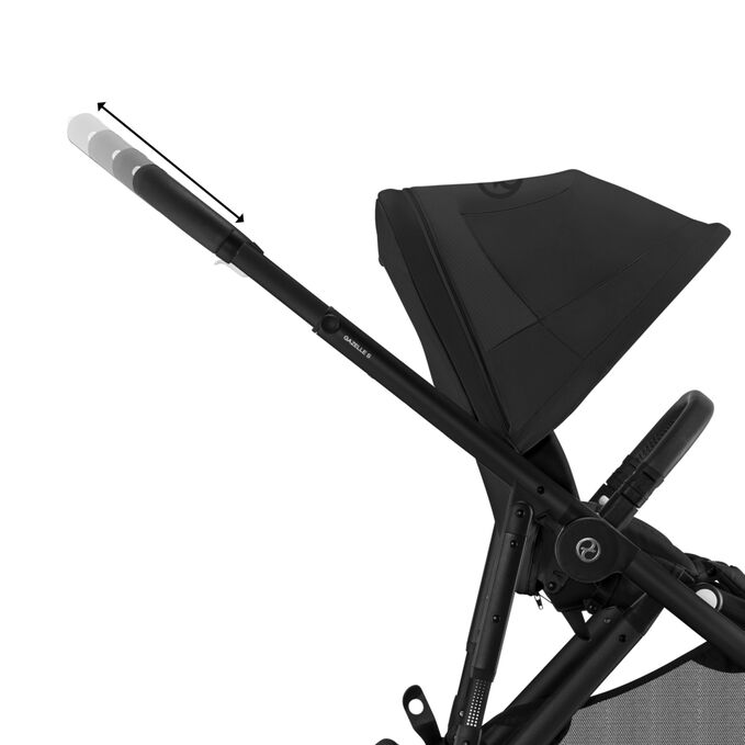 An image of the CYBEX Gold Gazelle S Select Stroller, highlighting the Adjustable Handlebar feature.