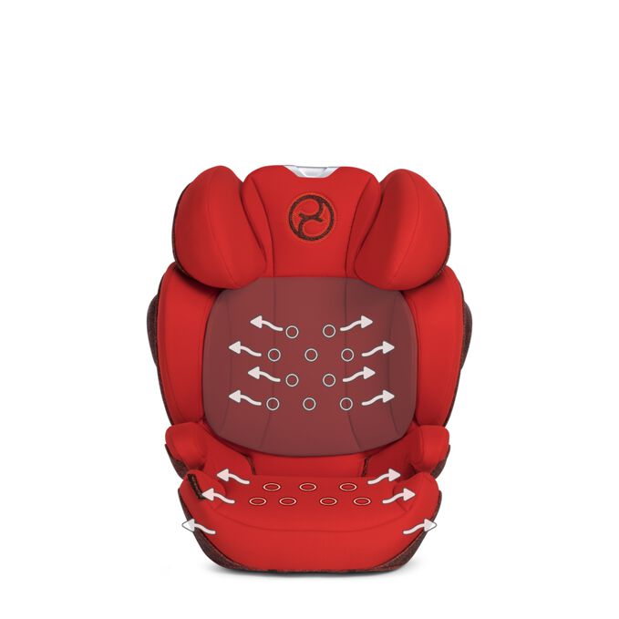 An image of the CYBEX Platinum Solution Z-Fix Child Car Seat, highlighting the Air ventilation system feature.