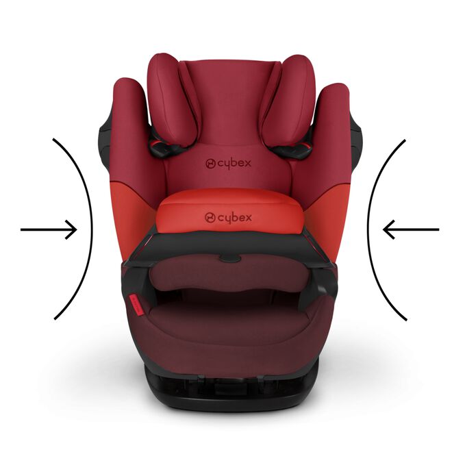 Ein Bild des CYBEX Silver Pallas M Toddler Car Seat, das das Merkmal Energieabsorbierende Schale hervorhebt.