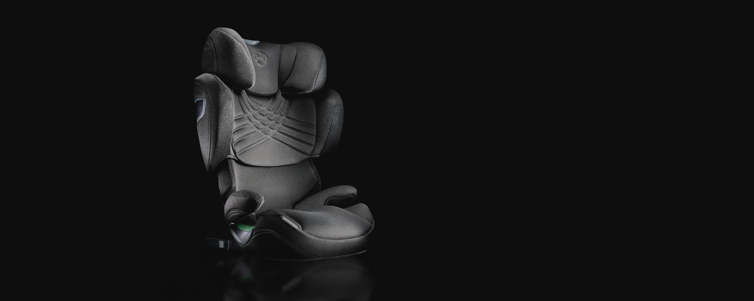 Solution T car seat with a black background.