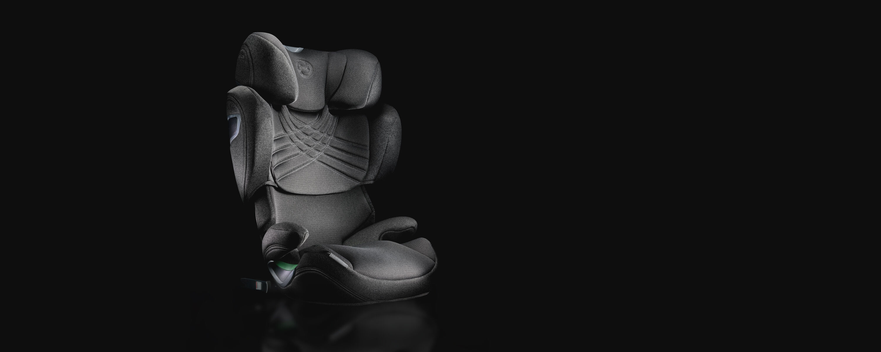 Solution T car seat with a black background.