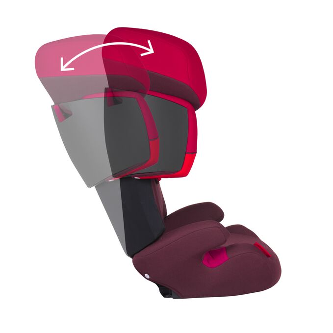 An image of the CYBEX Silver Solution X Child Car Seat, highlighting the Reclining backrest feature.