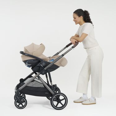 An image of the CYBEX Gold Cloud G Pro with Load Leg Base Infant Car Seat, highlighting the Travel System Ready feature.