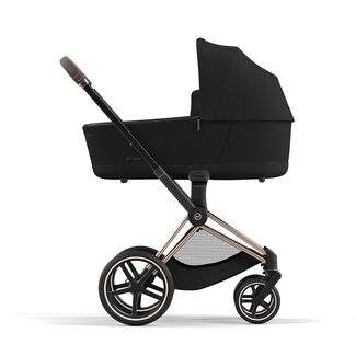 CYBEX Platinum Pushchair Priam Lux Carry Cot shown on Priam Frame