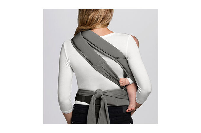 An image of the CYBEX Platinum YEMA.tie Baby Carrier, highlighting the Comfortably padded shoulder straps feature.