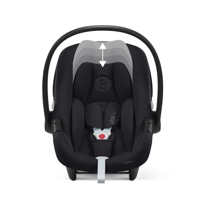 An image of the CBX by CYBEX Aton B2 i-Size Infant Car Seat, highlighting the Grows with your child in the first 24 months feature.