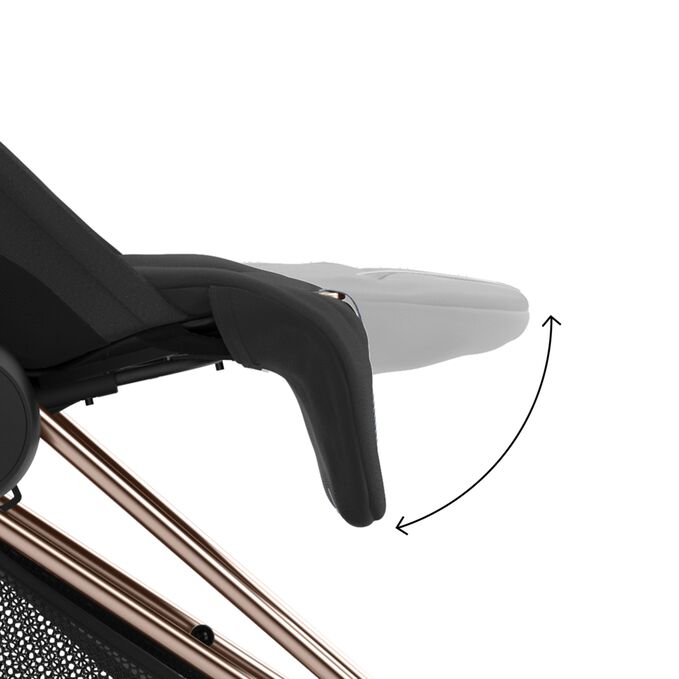 An image of the CYBEX Platinum Coya Buggy, highlighting the Adjustable legrest feature.
